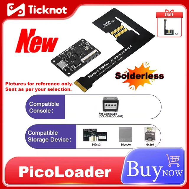 TICKNOT PicoLoader für GameCube Open Source basierend auf RP2040, Schwarz, unterstützt NGC DOL-001 und DOL-101 Konsolen für Homebrew Software Launch - Bild 1