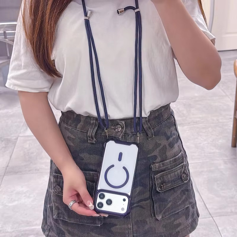 EHUIDE Transparente Magnetische Schutzhülle mit Trageriemen für iPhone 11 bis 17 Pro Max Plus Air Stoßfeste Crossbody-Hülle mit Kordel in Schwarz - Bild 2