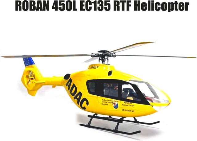 Roban EC135 450L RC Hubschrauber, Gelb Blau, RTF - Bild 1