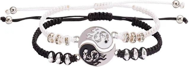 Fashion Maker 2 Armbänder, Yin Yang, Eisenlegierung, Silber, Unisex - Bild 1
