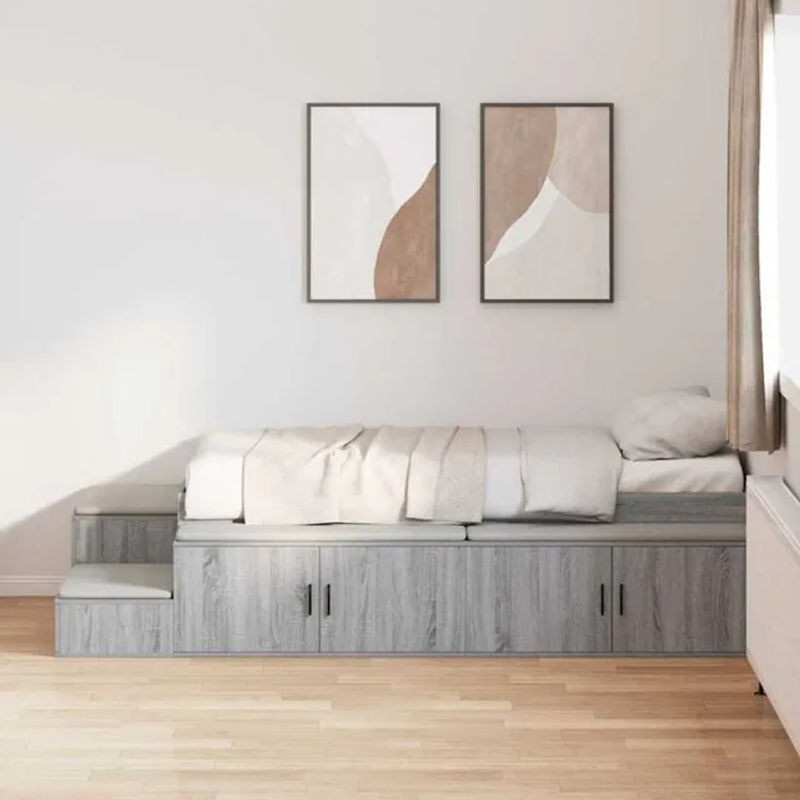 Vidaxl Funktionsbett mit Stauraum in Grau Sonoma aus Holzwerkstoff, B/T/H: 234 x 103 x 53.5 cm - Bild 1