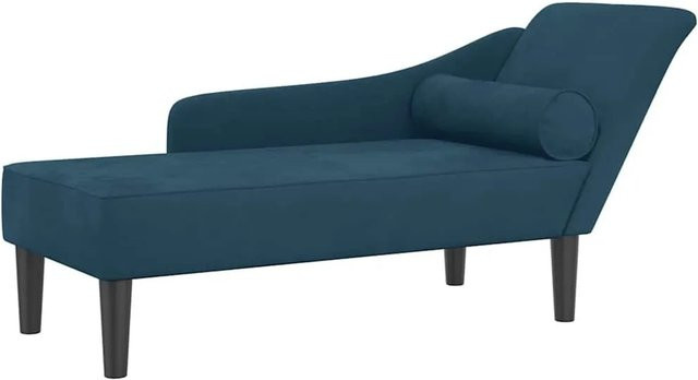vidaXL Chaiselongue in Blau aus Samt mit Kissen, modernes L-Shape Design, B/T/H: 141,0 x 55,5 x 66,5 cm - Bild 1