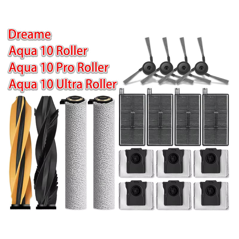 Dreame Aqua 10 Aqua 10 Pro Aqua 10 Ultra Zubehör Set mit Hauptseitenbürste Roller Mopp Tuch Filter und Staubbeutel in Multicolour - Bild 1