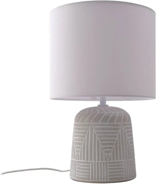 Lindby Tischlampe Thalassia aus Keramik in Weiß, Landhaus Vintage Rustikal, 1-flammig E27, Höhe: 40,0 cm - Bild 1
