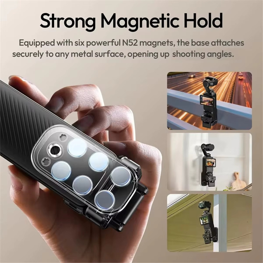PK16 Magnetische Schnellwechselbasis für Pocket 3 mit 1/4 Zoll Schraube und 270 Grad Verstellbarkeit in Schwarz - Bild 1