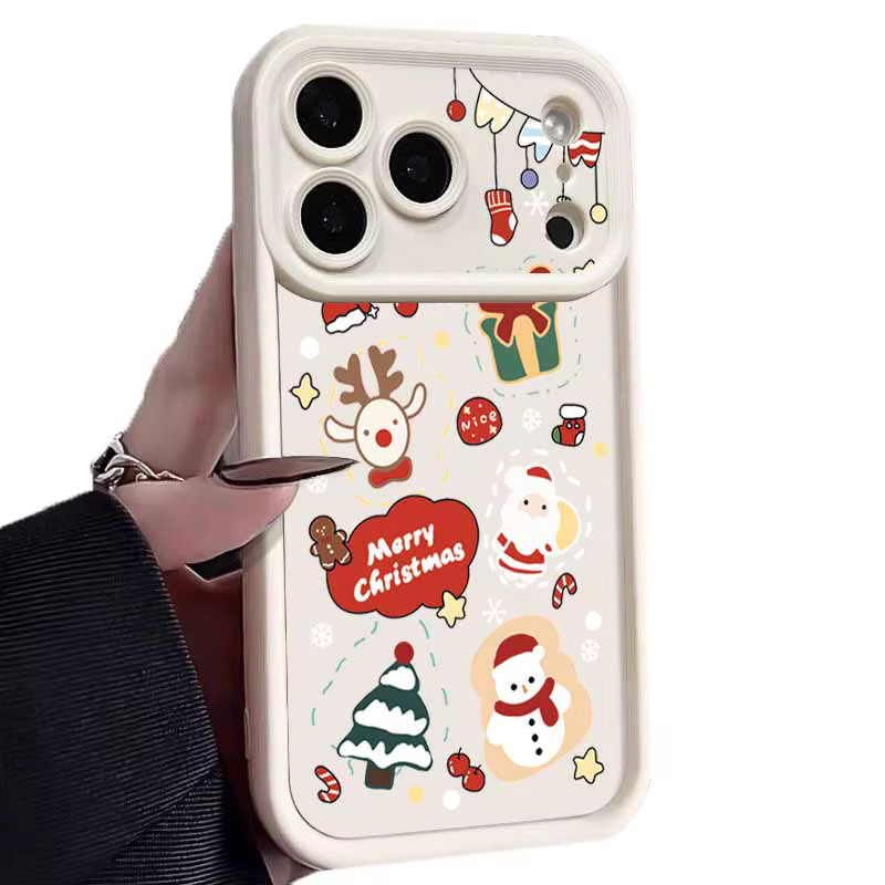 MOESOE Silikon Handyhülle mit Weihnachtsmusterdruck für iPhone 12 bis 17 Pro Max, luftstoßfest, blau/mehrfarbig - Bild 3