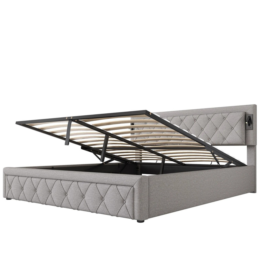 okwish Polsterbett mit USB-Schnittstelle und Lift-up-Funktion, Grau, B/T/H: 180 x 200 x 104,5 cm (Höhe: 186 cm) - Bild 2