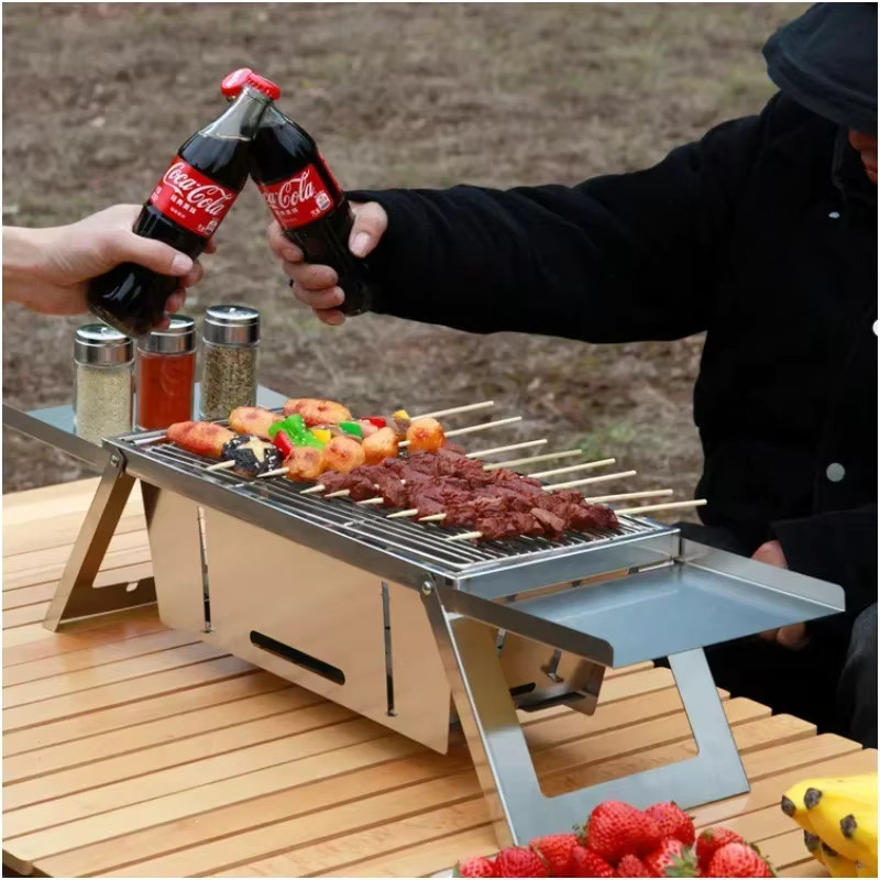 DUTRIEUX Klappbarer Holzkohlegrill aus Edelstahl in Silber für den Außenbereich - Bild 2