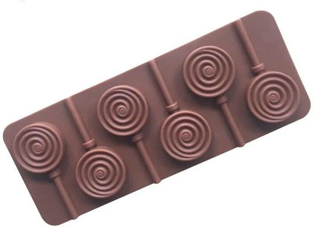 SEEQS Silikon-Lollipop-Form rund, braun, Backform für Gelee, Schokolade und Süßigkeiten - Bild 1