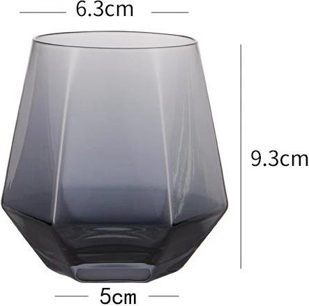 Yiran Furniture Sechseckiges Trinkglas aus Glas, Bunt Transparent, 320 ml - Bild 1