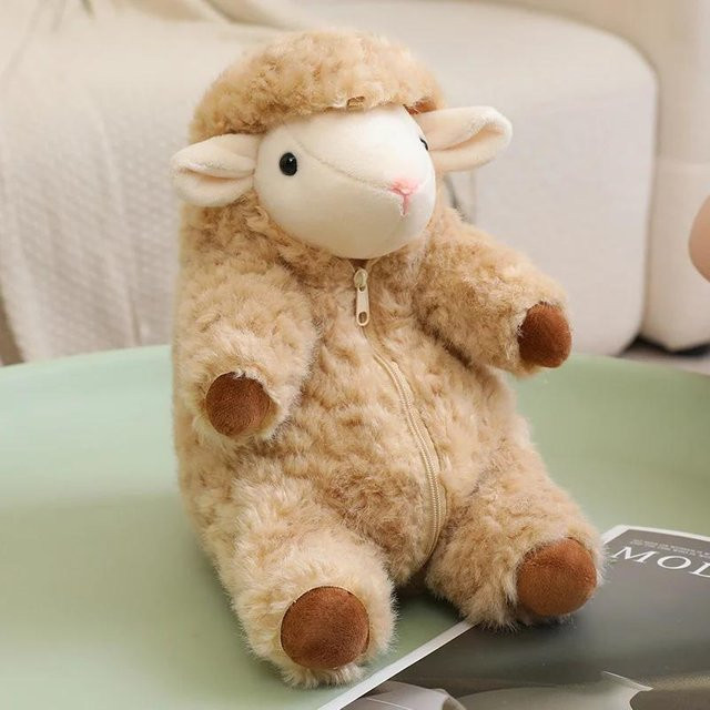Binchi Fitness Stofftier Lamm, Plüschtier, mit abnehmbarem Reißverschlussmantel, 20cm - Bild 1