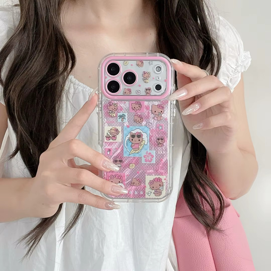 Sanrio Hello Kitty Handyhülle mit Kameraschutz für iPhone 17 16 15 14 13 12 Pro Max 11 in Rosa und Blau - Bild 1