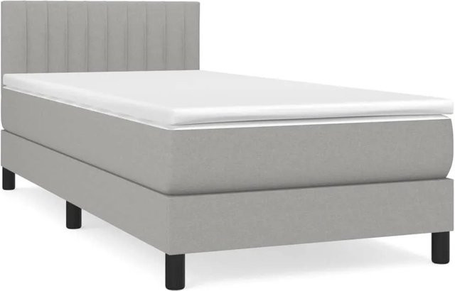 vidaXL Boxspringbett mit Matratze Hybrid-Design in Hellgrau, B/T/H: 80 x 200 x 88 cm - Bild 1