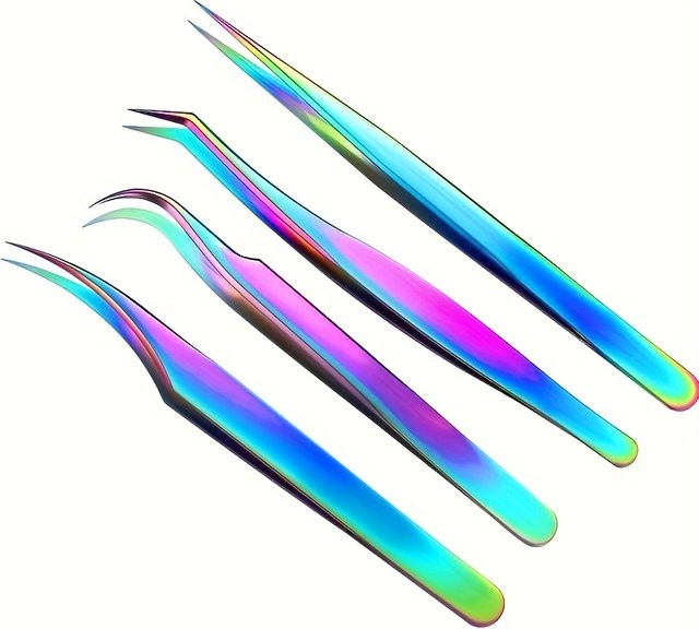 Wimpernpinzetten-Set aus Edelstahl, Metallic, Unisex - Bild 1
