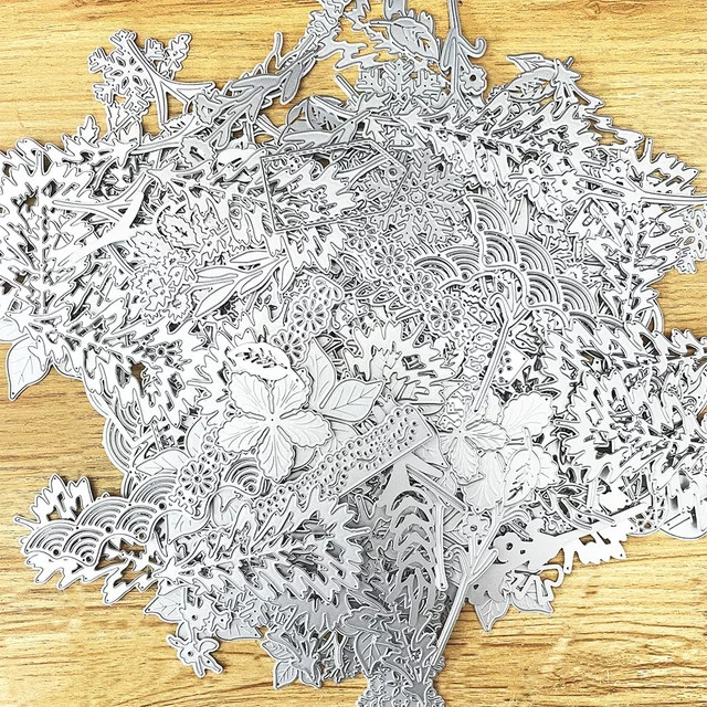 Metall-Stanzform mit Blumen- und Pflanzenmotiven in Silber für DIY Scrapbook, Papier und Kartenbastelarbeiten - Bild 1