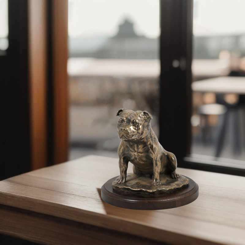 Staffordshire Bull Terrier Hundestatue Art-Dog braun Dekorationsfigur aus Kunstharz für dein Büro oder als Trophäe Höhe: 37,5 cm - Bild 3