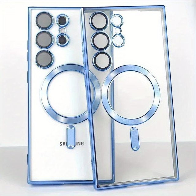 Magnetische Silikonhülle für Samsung Galaxy S25, S24, S23 Ultra, S22 Plus und S21 FE, transparent hellblau mit MagSafe-Kompatibilität - Bild 1