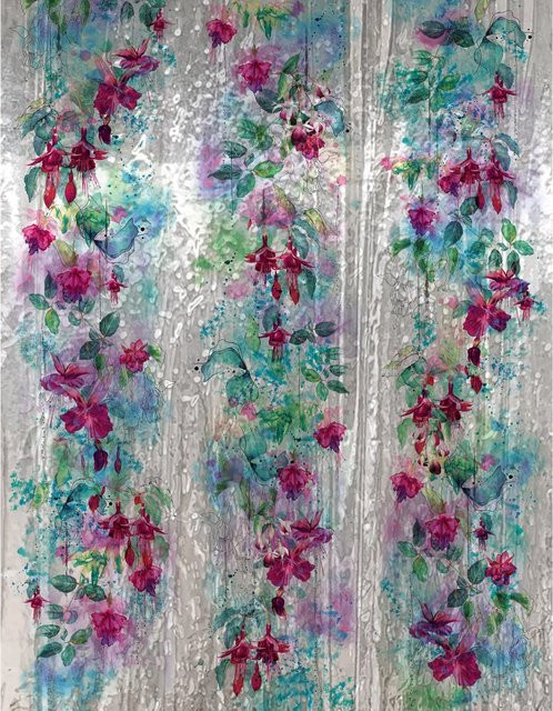 Marburg Vliestapete Blumen Crushed-Optik Modern in Silber, B: 210 cm, H: 270 cm - Bild 1