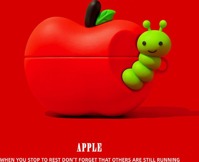 Caterpillar Fruit Schutzhülle für Apple AirPods 1 2 3 Pro Pro 2 Ladebox in Rot - Bild 1