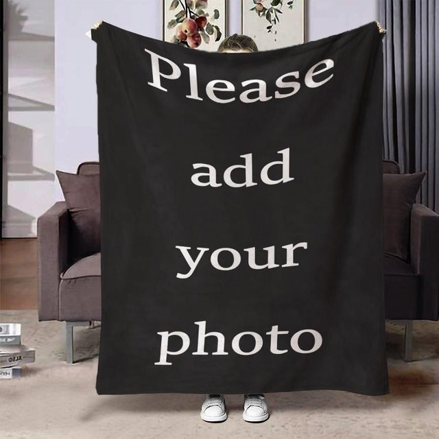 Personalisierte Flanelldecke von JMG Household Supplies mit eigenem Foto oder Logo, weich und gemütlich, Farbe: Schwarz, B/T: 75 x 100 cm - Bild 1