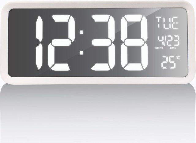 Technoline WS 8130 Digitale Wanduhr in Weiß mit Thermometer und Beleuchtung - Bild 1