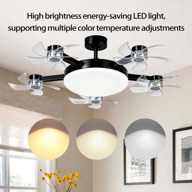 APWIKOGER 2-in-1 Deckenventilator im Drohnen-Stil mit LED-Lampe, E27-Fassung, Fernbedienung, Schwarz oder Weiß - Bild 1