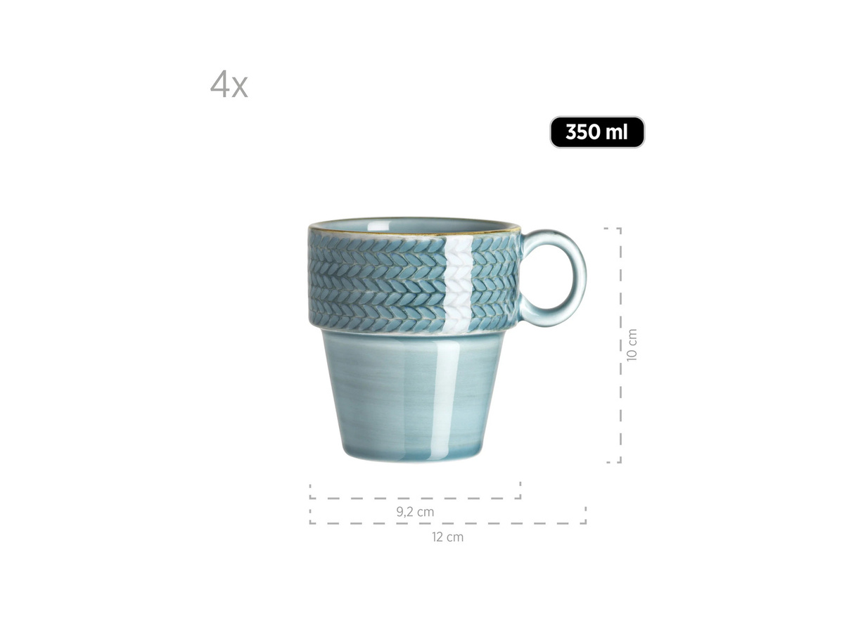 Mäser Kaffeetassen-Set Prospero aus Porzellan, 4 Stück, Blau und Ockerfarben, handbemalt - Bild 2