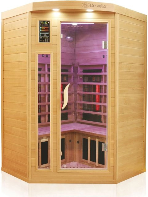 Dewello Infrarotkabine Lakefield Pro Infrarotsauna aus Hemlock-Zeder in Braun B: 140 cm, T: 140 cm, H: 190 cm mit Vollspektrum- und Bodenstrahlern - Bild 1