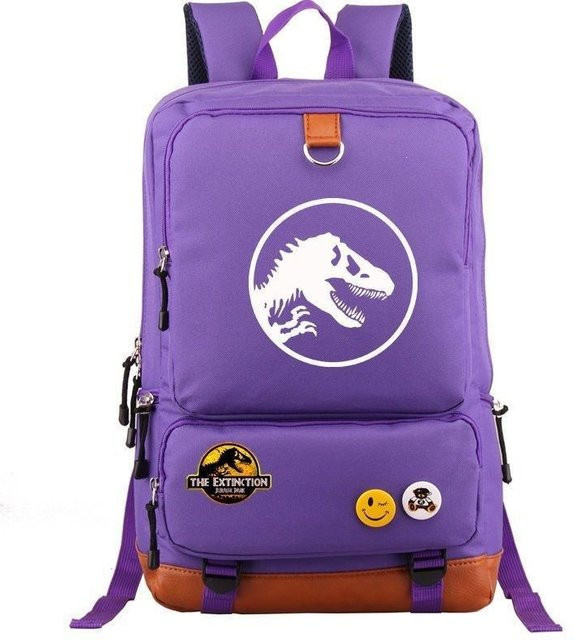 3-teiliges Jurassic World Schulrucksack-Set für Schüler in Lila mit großem Fassungsvermögen aus Oxford-Stoff inklusive Federmäppchen und Schultergurt - Bild 1