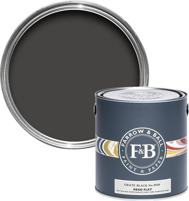 Farrow & Ball Dead Flat Wandfarbe Grate Black 9920 Schwarz 5 l - Bild 1