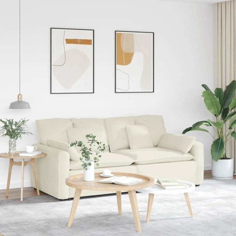 Modulares Vidaxl Sofa in Beige mit Kissen aus Samt und Holz im modernen Design - Bild 1