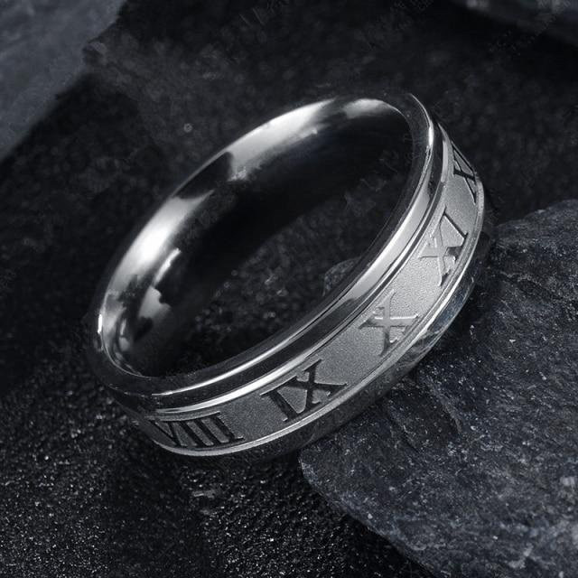 YIRAN Jewelry Ring, Edelstahl, Silber, Vintage, Herren, 6 mm Breite - Bild 1