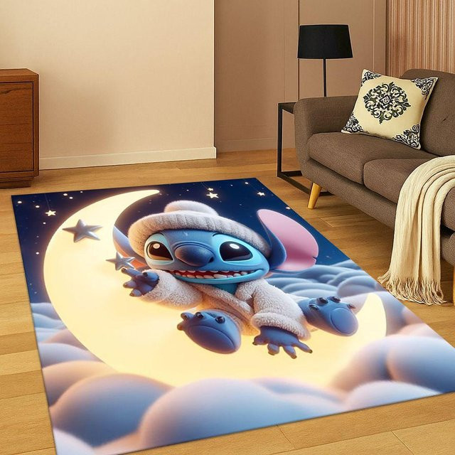 Lilo & Stitch 3D Monster Cartoon Kindertppich WEN-july, rutschfeste und waschbare Spielmatte für Kinderzimmer, Wohnzimmer oder Schlafzimmer, B/T: 200 x 160 cm, Mehrfarbig - Bild 1