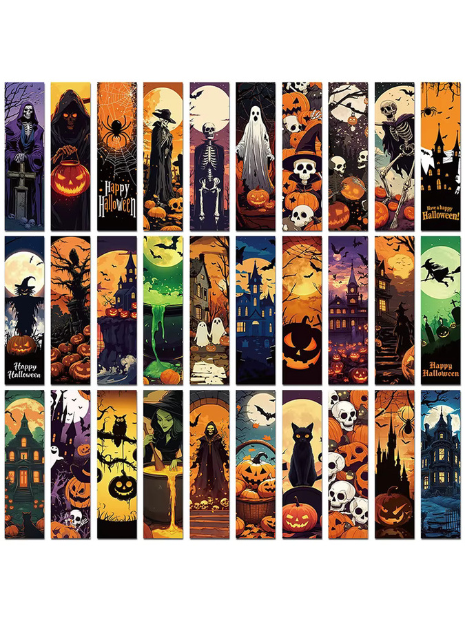 30 Stück Halloween Lesezeichen aus Papier in Multicolour für Schule und DIY - Bild 7