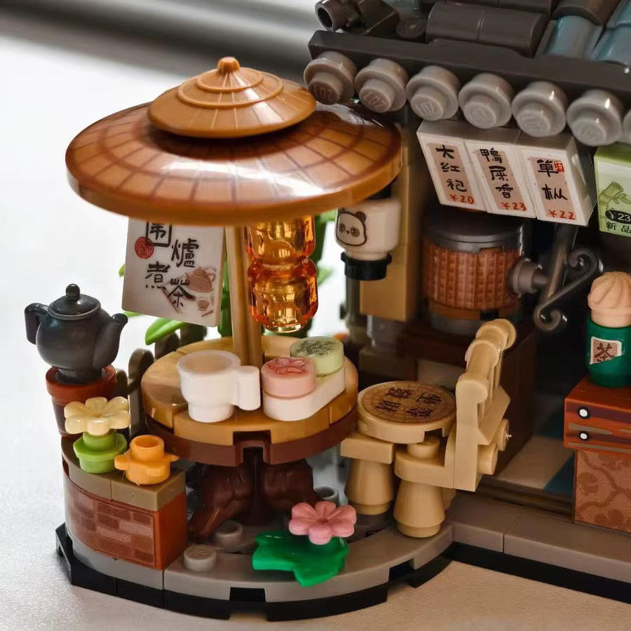 GSF STEM Straßenansicht-Serie Bausteine Izakaya Eisdieleneck Takoyaki-Laden Café Panda-Teehaus Modell - Bild 3