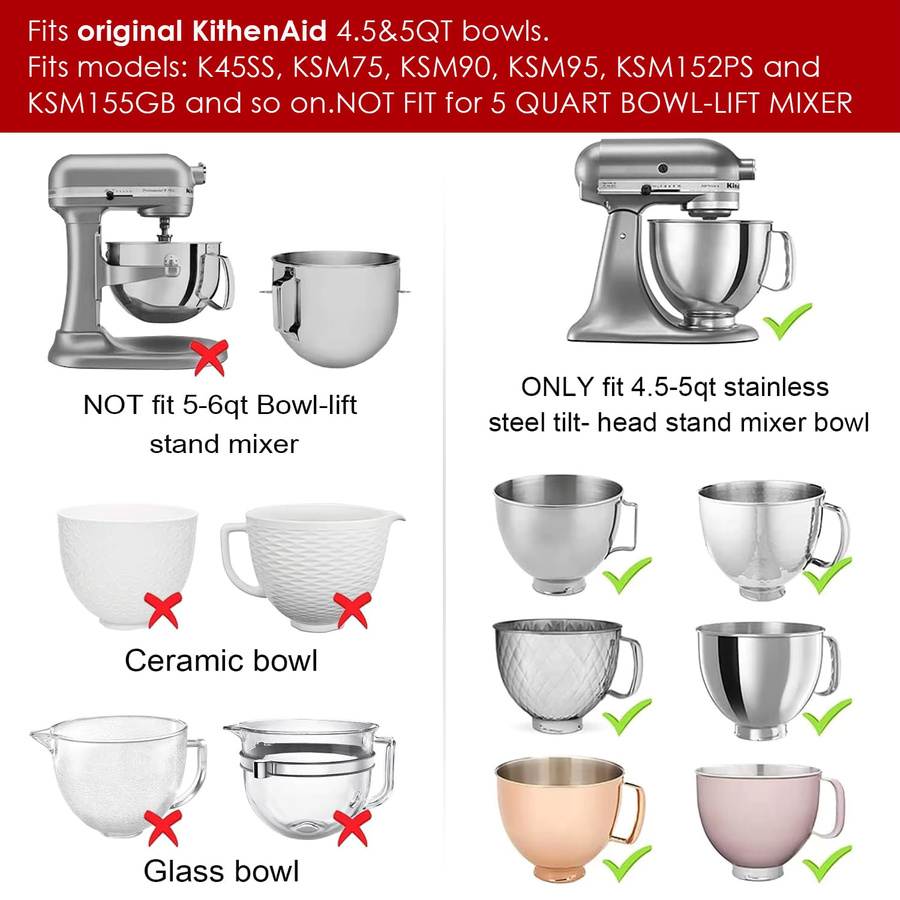 KitchenAid Mixer-Schüssel-Abdeckung als Spritzschutz-Deckel für 4,5–5 Quart Standmixer mit neigbarem Kopf, Durchmesser: 22,4 cm - Bild 3