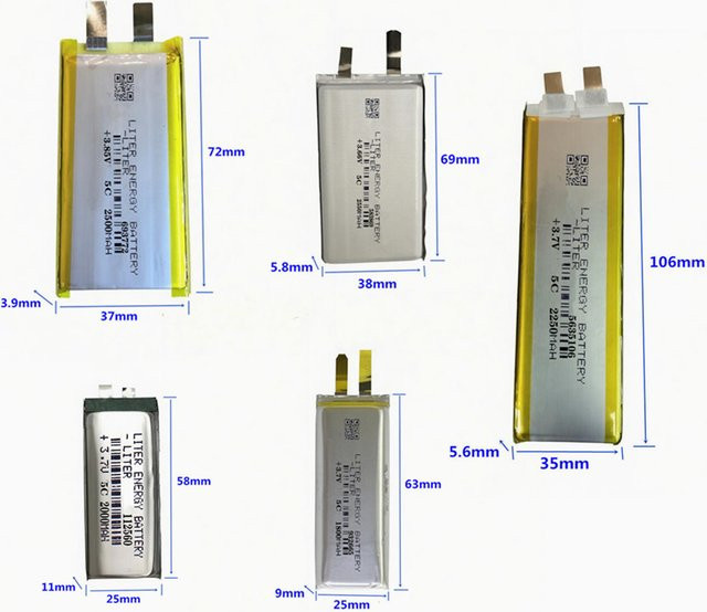 Hochleistungs-Polymer-Lithium-Batteriezelle mit 1250mAh, 3,7V 3,8V 5C - Bild 1