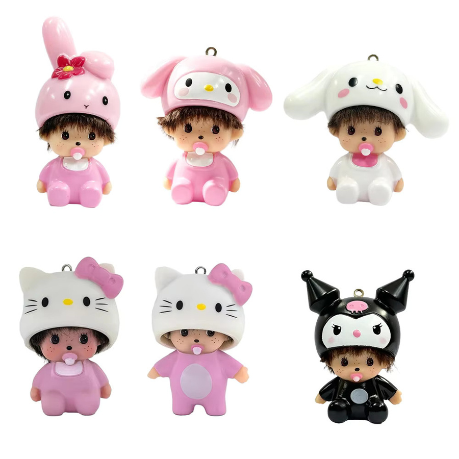 Sanrio Monchhichi Melody, Kuromi, Cinnamoroll und Hello Kitty Schlüsselanhänger, Unisex - Bild 3