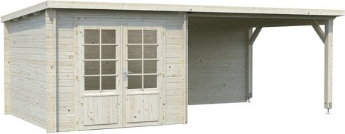 Palmako Ella Blockbohlenhaus aus Fichtenholz in Braun mit Flachdach B/H/T: 592 x 214 x 300 cm - Bild 3