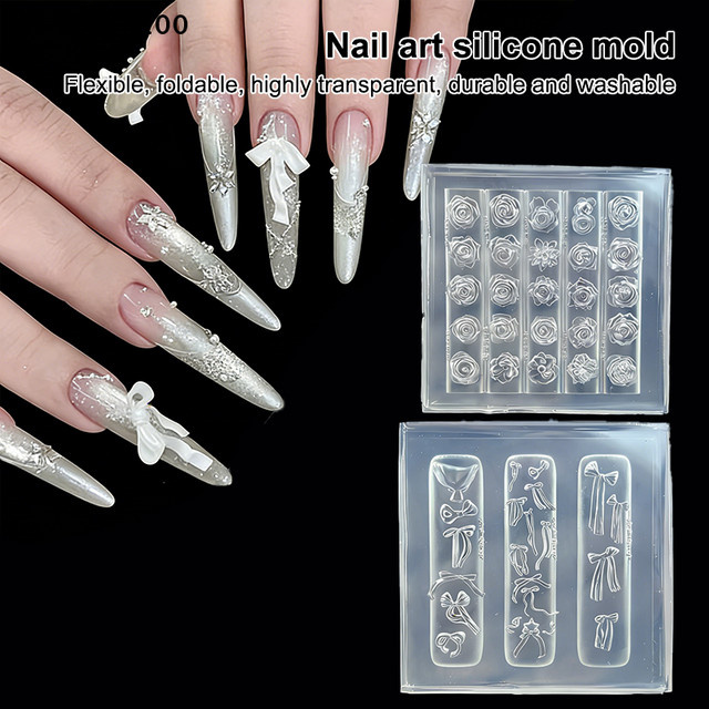 AyS Silikon-Schleifenform für Nagelkunst, Rosenblumenstrauß-Stil, 3D-Nageldekorationen - Bild 1