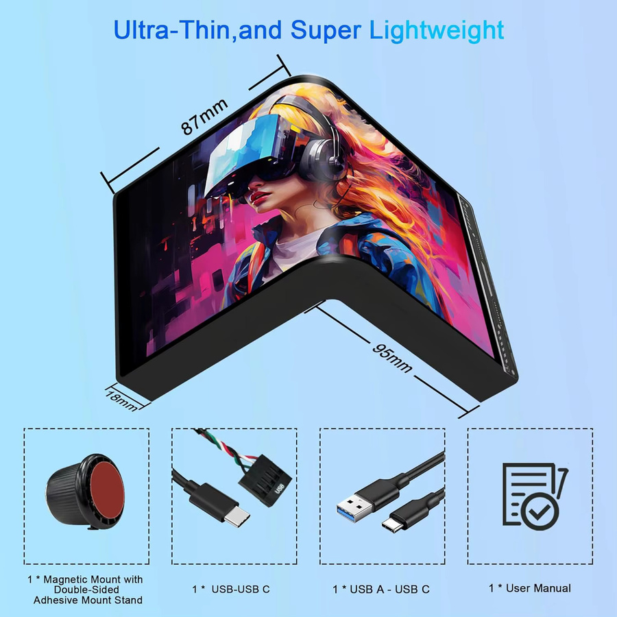 Wisecoco 6,5 Zoll 3D Gebogener AMOLED-Display Tragbarer Monitor mit 2K QHD Auflösung in Weiß - Bild 5