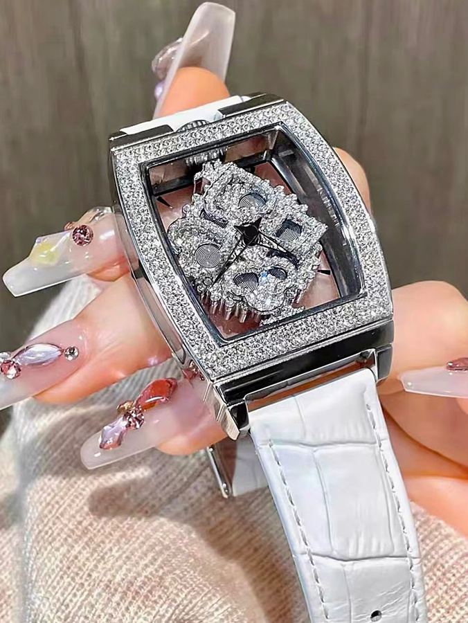 LSVTR Armbanduhr Quarz, Diamant, Weiß, Leder, Damen - Bild 3