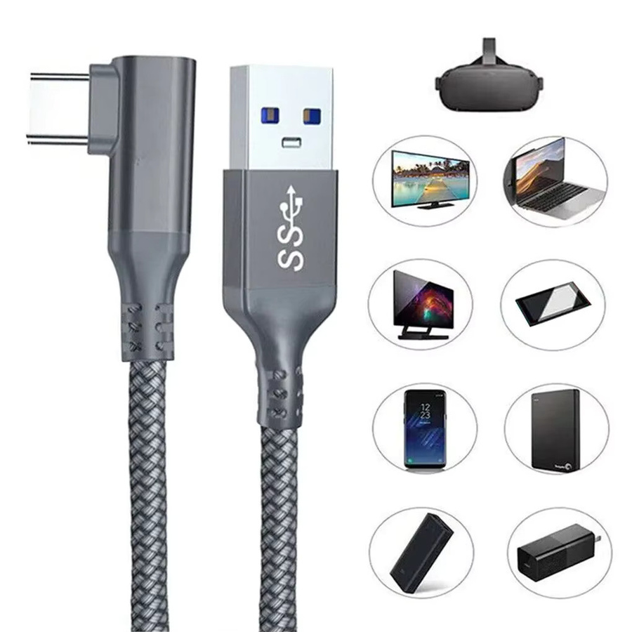 Meta Oculus Quest 2 Verbindungskabel USB-A auf USB-C für VR Headset in Schwarz und Grau, Länge: 3,5 m - Bild 3