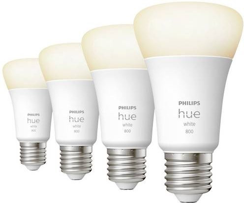 Philips Hue White LED-Leuchtmittel E27 4er Set, dimmbar, Weiß - Bild 1