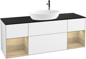 V&B Waschtischunterschrank Finion in Weiß lackiert mit Eichenregal, Breite: 160 cm, Tiefe: 50,1 cm, Höhe: 50,1 cm - Bild 1