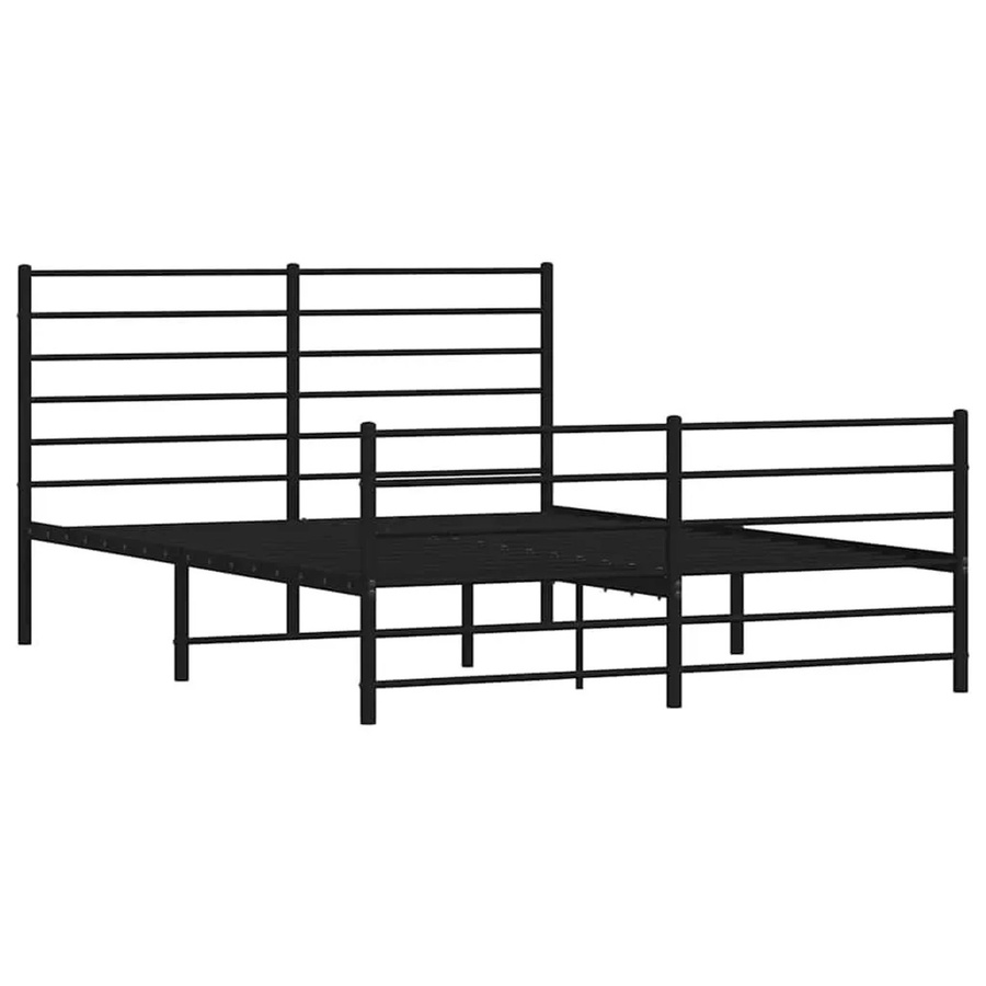 vidaXL Bettgestell aus Metall mit Kopfteil und Fußteil in Schwarz Matt, B/T/H: 135 x 190 x 90 cm - Bild 2