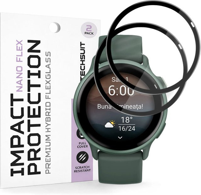 Techsuit Schutzfolie Nano Flex für Garmin vivoactive 6, Kunststoff, Schwarz - Bild 1