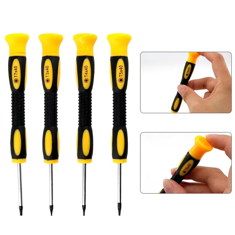 Alikote Torx-Schraubendreher Set in Gelb für die Reparatur von Spielkonsolen wie PS3 und PS4, Größen T3 bis T10 - Bild 2