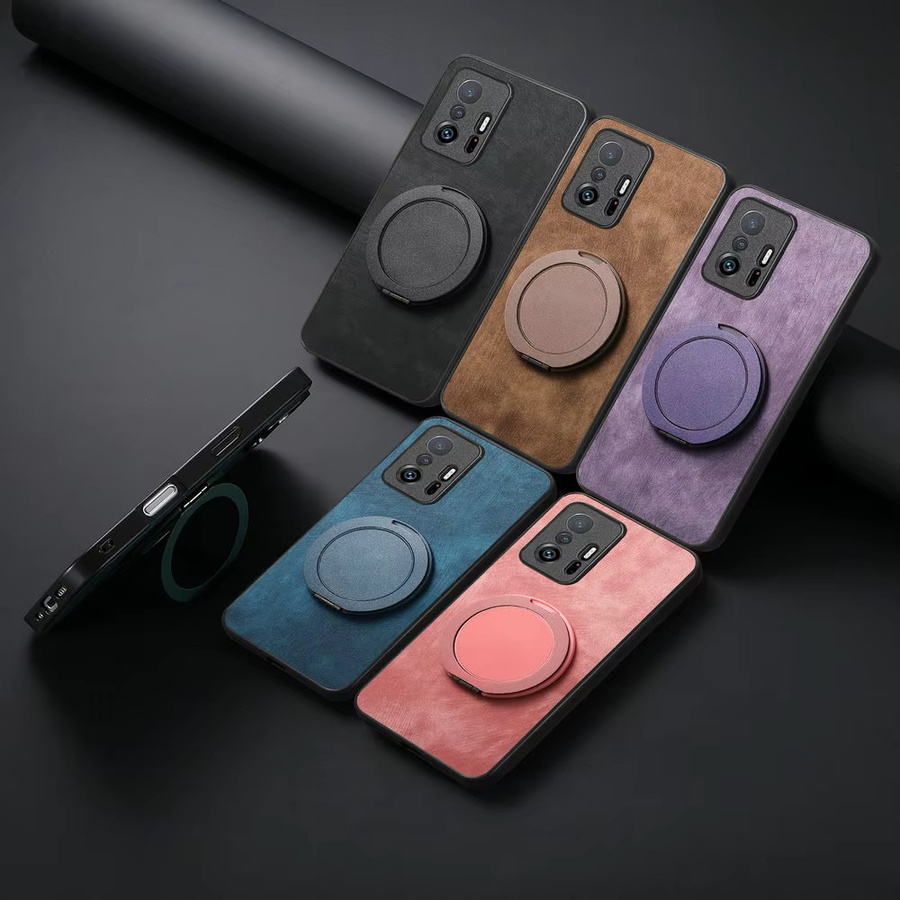Luxus-Schutzhülle für Xiaomi 13T in Purple mit Leder-Rückseite und Ringständer - Bild 4