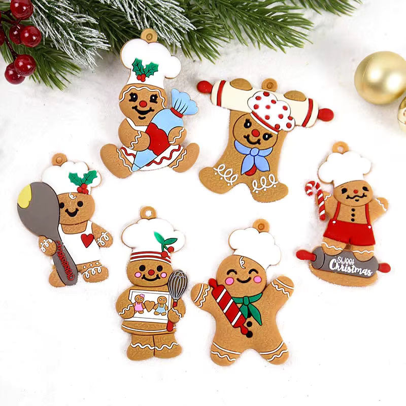CHIXINHAPPY Lebkuchenmann und Tier Weihnachtsbaum Anhänger Set aus Kunststoff in Mehrfarbig - Bild 1
